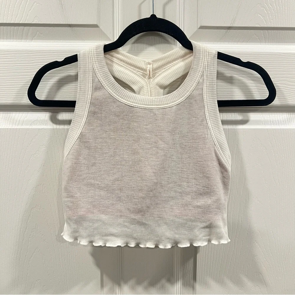 Free People Movement Feels Like Summer Crop Top Built in Bra White Size Medium - Picture 3 of 9